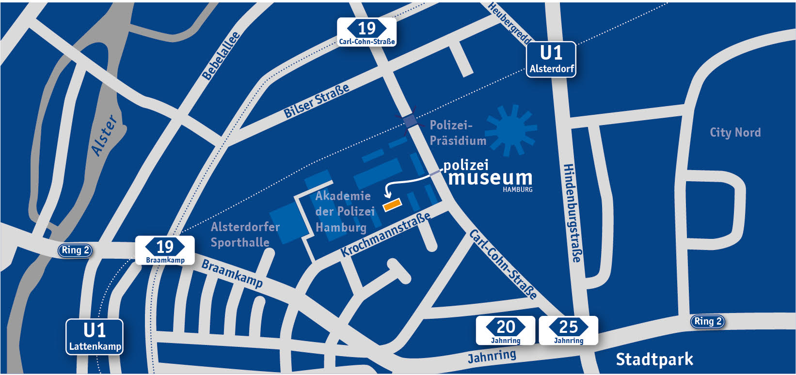 Anfahrt zum Museum auf Stadtplan
